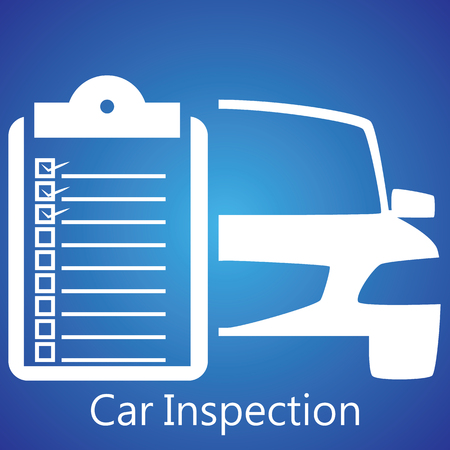 White car icon and message boards check the car with a check mark in the box, thatのイラスト素材
