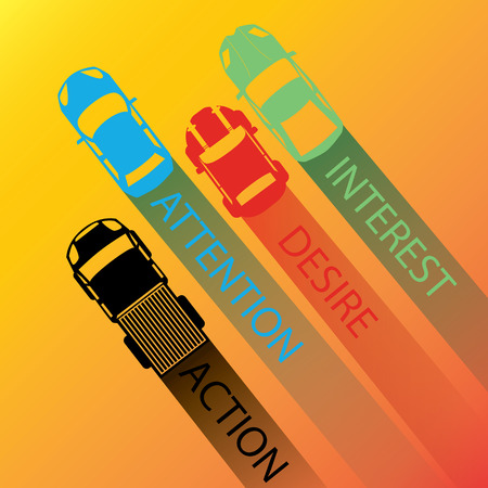 AIDA marketing strategies using car to compareのイラスト素材