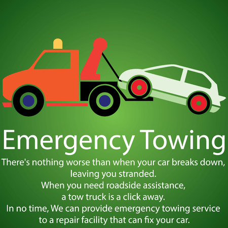 towing truck and damage car on green backgroundのイラスト素材
