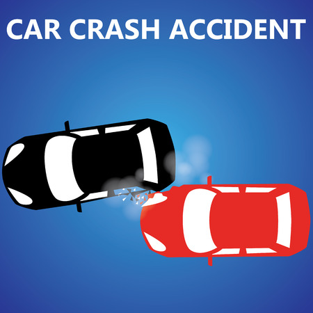 Red car collided with a black car have rear damage.のイラスト素材