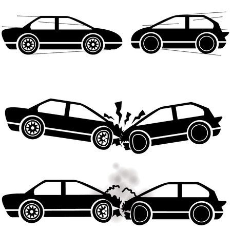 Icon car, two cars crashed into each other at a speed of damage.のイラスト素材