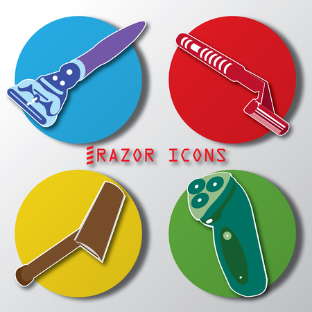 4 Razor on color circle backgroundのイラスト素材