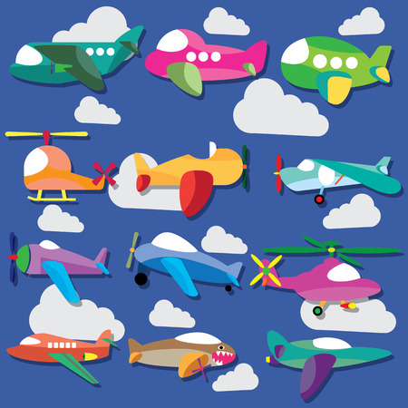cute airplane on skyのイラスト素材