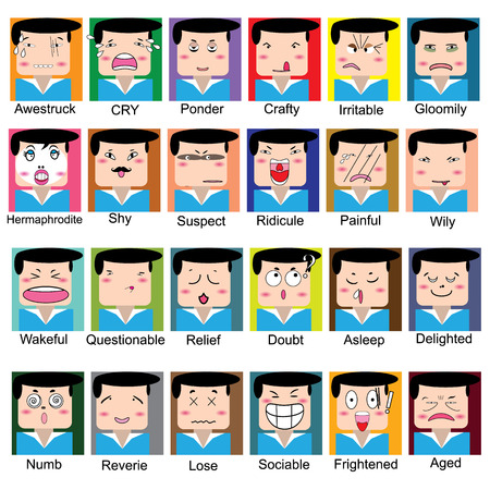 Emotion on a man faceのイラスト素材