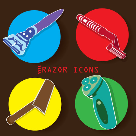 4 Razor on color circle backgroundのイラスト素材