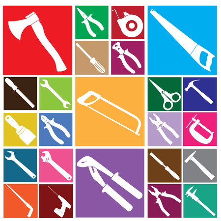 Tools in color squareのイラスト素材