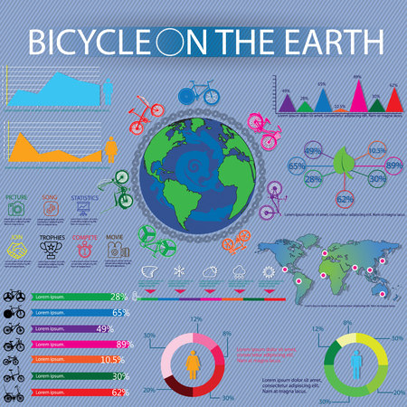 graph of bicycle on the worldのイラスト素材