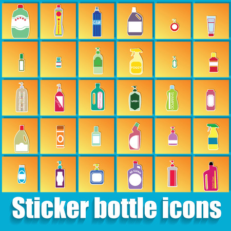 bottle icons in  orange color squareのイラスト素材