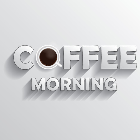 white color coffee morning wordのイラスト素材