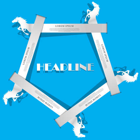 silver color pentagonal horse race on blue color backgroundのイラスト素材