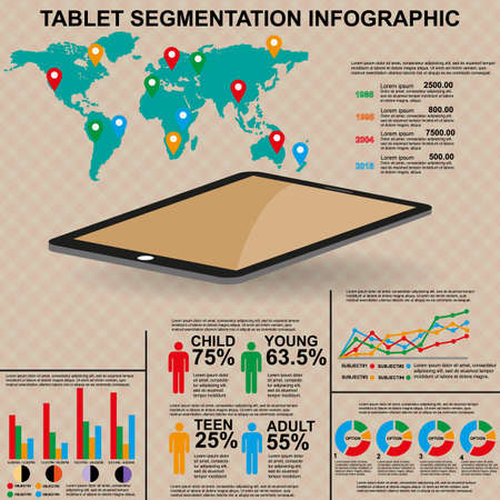 Tablet info graphic on retro styleのイラスト素材