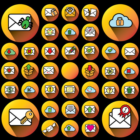 envelope cartoon style icons in orange color circleのイラスト素材