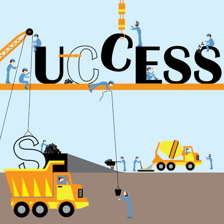 Construction workers are collaborating to create success.のイラスト素材