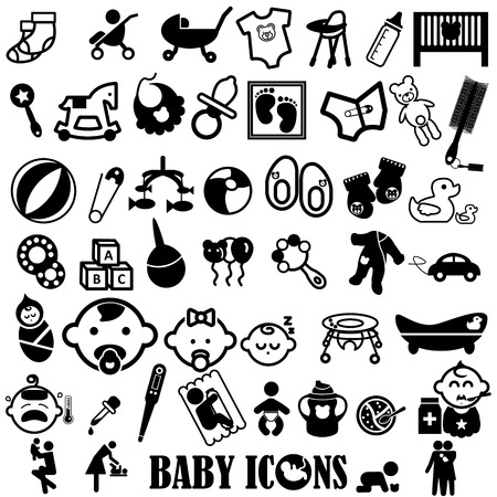 black icons about baby on white backgroundのイラスト素材