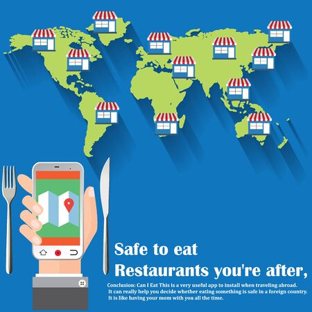 Smartphone navigation  with a symbol of restaurantのイラスト素材
