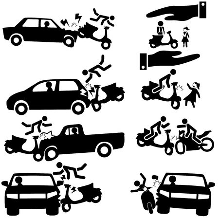 Icon of insurance on a motorcycle accident.のイラスト素材
