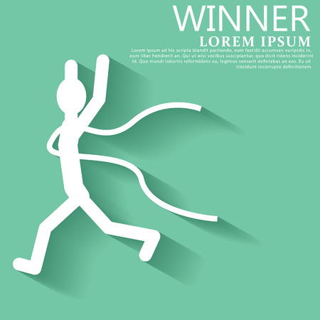 Runners in the race are silhouette. show hands over the head with joy.のイラスト素材