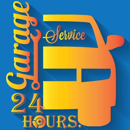 Signs garage orange on blue background.のイラスト素材