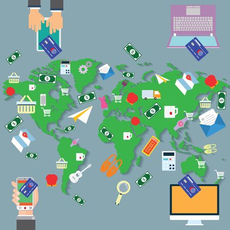 Trading on  Application. The connection to the foreign and trade easier.のイラスト素材