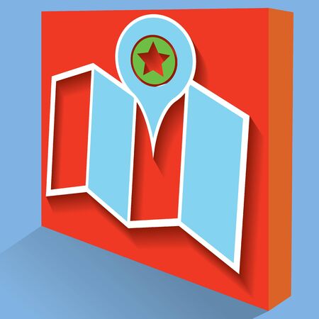 The3d map icons spread with the Checkpoint point looking.のイラスト素材