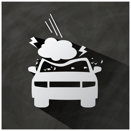 Black icon with a car accident and insurance.のイラスト素材