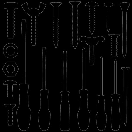 Icon nut and bolt head with white stripes. On a black background. In Vector styleのイラスト素材