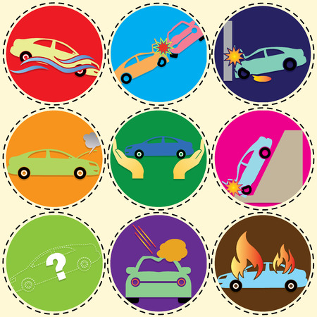 The symbol of the car insurance on color circle. In vector and illustration style.のイラスト素材
