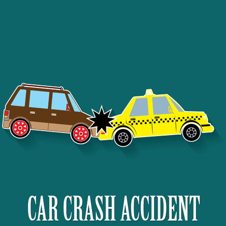 car crash accident in color sticker mode and vector style.のイラスト素材