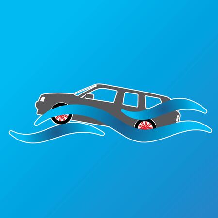 Symbol of a car submerged in a pool of water. In vector illustration format.のイラスト素材
