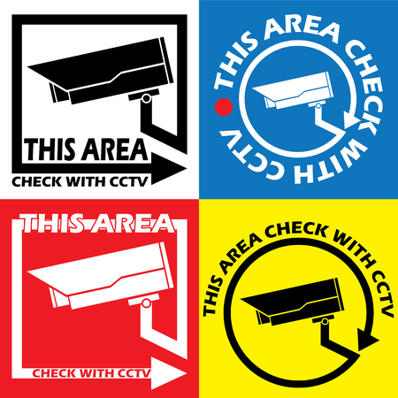 Symbol The monitoring of this area. With CCTV. In color vector format.のイラスト素材