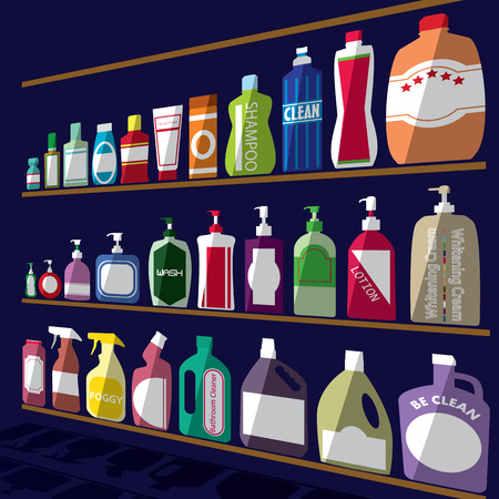 bottle icons posed stacked on rack. A light and shadow. In vector format.のイラスト素材