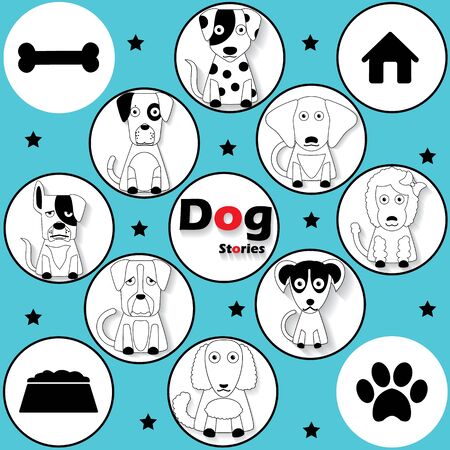 black striped dog icons in circle and shadow. In vector format.のイラスト素材