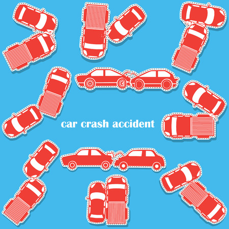 car crash icons in sticker format and vector styleのイラスト素材