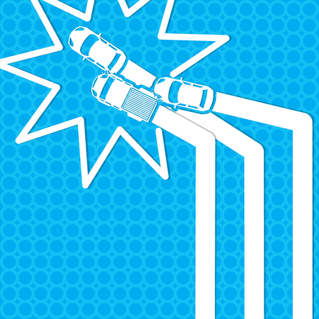 White car three cars A collision With space for order theory. Or a message on the gap. In the form of vectorのイラスト素材
