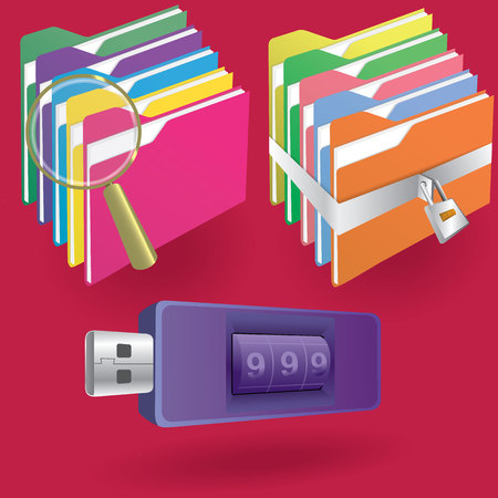 Document file and lock and thumb driveのイラスト素材