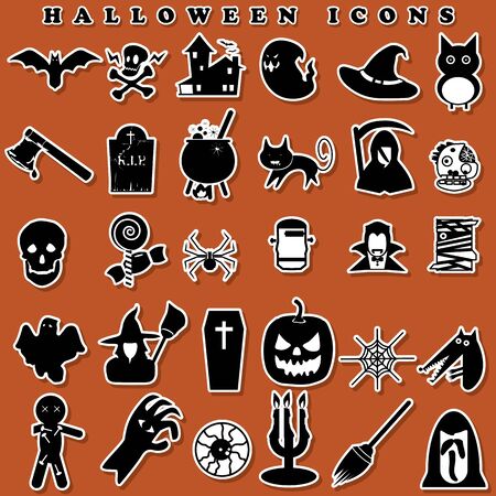 Halloween icons and sticker style vector illustrationのイラスト素材