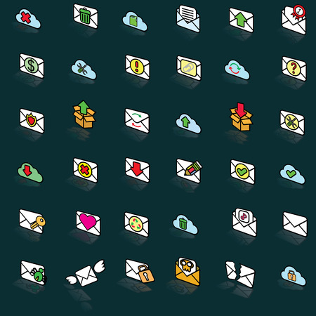 Tilt the envelope icon next to a shiny surface.のイラスト素材