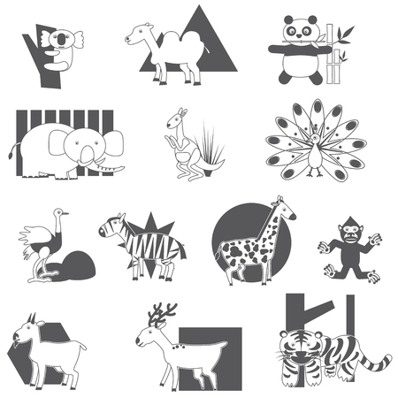 Silhouette animal icons on a white background. In vector style.のイラスト素材