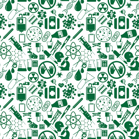 Green hospital icons seamless in vector style.のイラスト素材