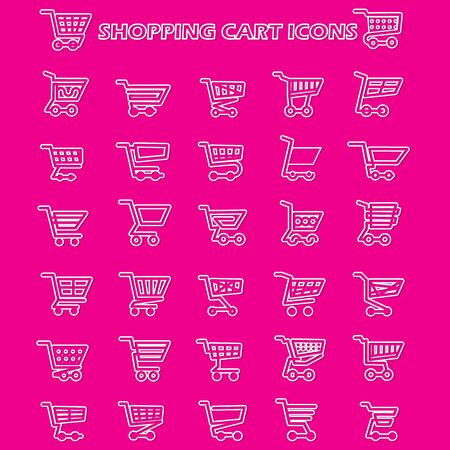 White stripe cart icons in vector style.のイラスト素材