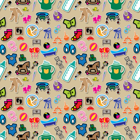 baby icons seamless wallpaper vector styleのイラスト素材