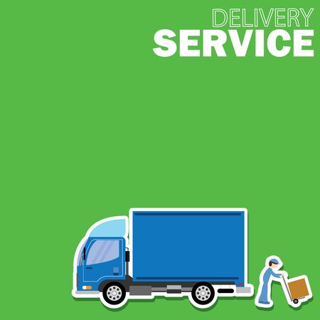 Delivery truck service and Freighter on green board vector styleのイラスト素材