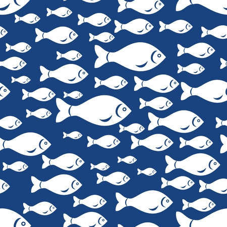 White fish pattern wallpaper seamless vector styleのイラスト素材