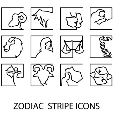 black stripe horoscope Zodiac Star signs Vectorのイラスト素材