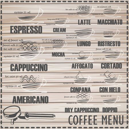 Coffee menu on wood vector formatのイラスト素材