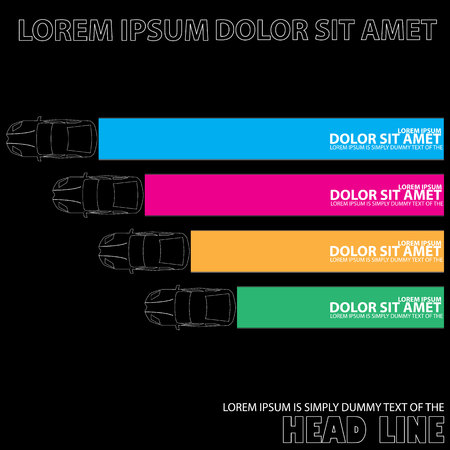 Hollow racing car and color tab for add your text by vectorのイラスト素材