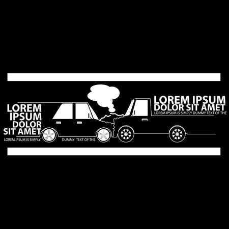 Car crash with a truck banner on a blackboard.のイラスト素材