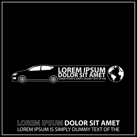 Car line art illustration with place for Your sample text.のイラスト素材