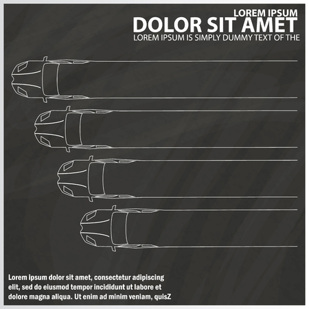 White stripe race car  and graph for your text refill on black background style.のイラスト素材