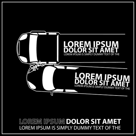 Truck and private car squeeze collision caused damage.のイラスト素材